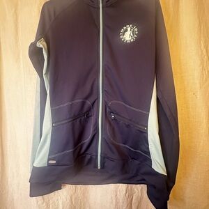 ALO Yoga Navy and Light Gray Bomber Jacket Made in Detroit